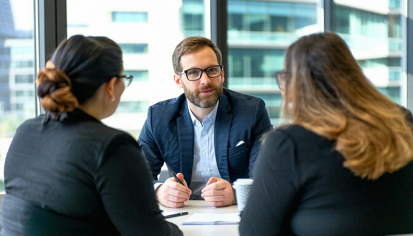 Consultant advising business team on process improvement